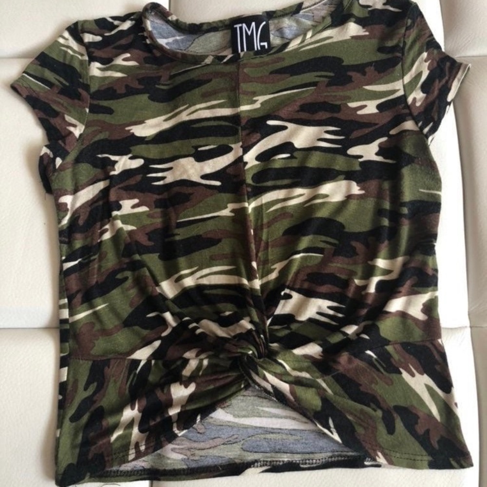 TMG New York longer crop style twist front top